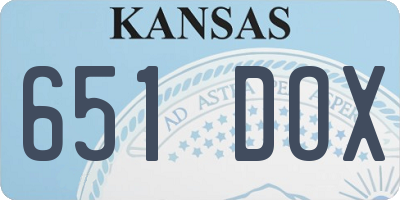 KS license plate 651DOX