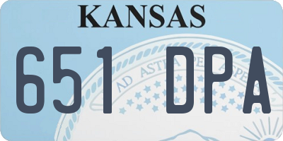 KS license plate 651DPA