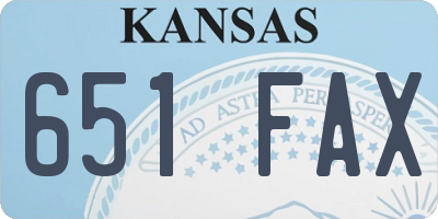 KS license plate 651FAX