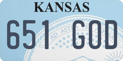 KS license plate 651GOD