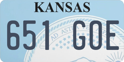 KS license plate 651GOE