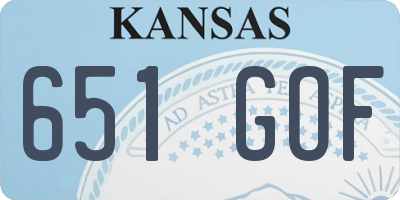 KS license plate 651GOF