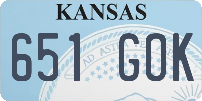 KS license plate 651GOK