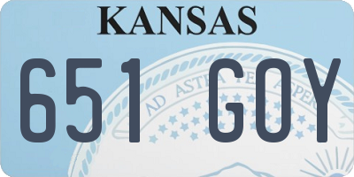 KS license plate 651GOY
