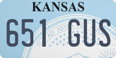 KS license plate 651GUS