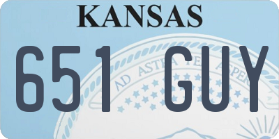 KS license plate 651GUY
