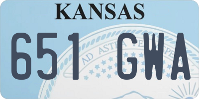 KS license plate 651GWA