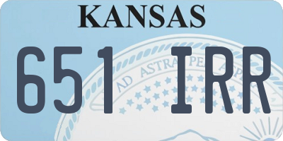 KS license plate 651IRR