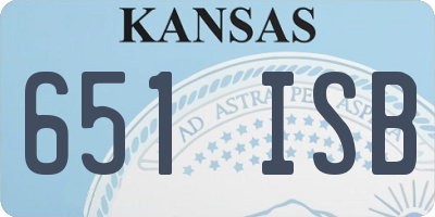 KS license plate 651ISB