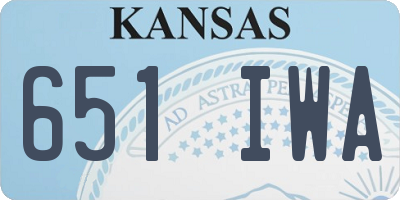 KS license plate 651IWA