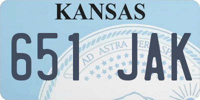 KS license plate 651JAK