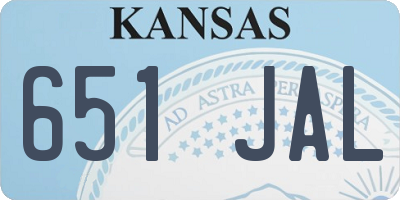 KS license plate 651JAL