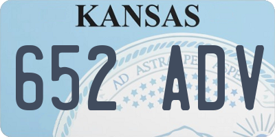KS license plate 652ADV