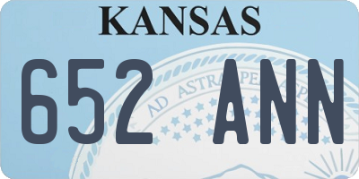 KS license plate 652ANN