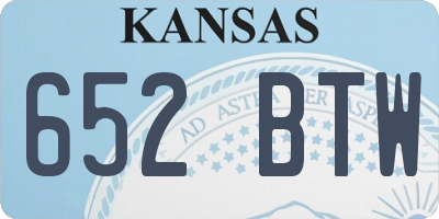 KS license plate 652BTW