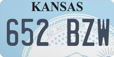 KS license plate 652BZW