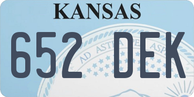 KS license plate 652DEK