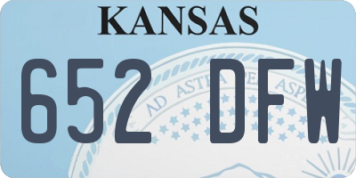 KS license plate 652DFW