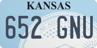 KS license plate 652GNU