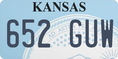 KS license plate 652GUW
