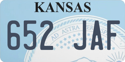 KS license plate 652JAF