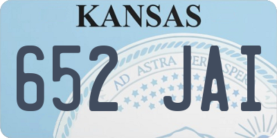 KS license plate 652JAI