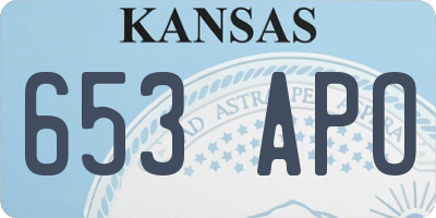 KS license plate 653APO