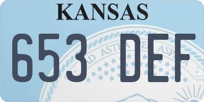 KS license plate 653DEF
