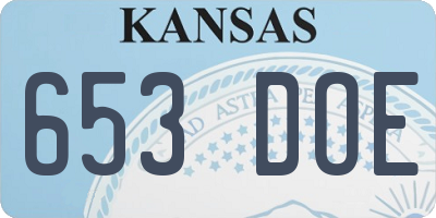 KS license plate 653DOE