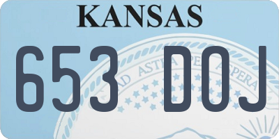 KS license plate 653DOJ