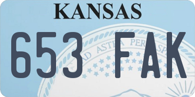 KS license plate 653FAK
