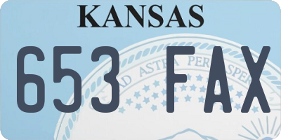 KS license plate 653FAX