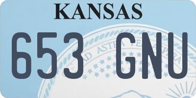 KS license plate 653GNU