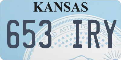 KS license plate 653IRY