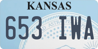 KS license plate 653IWA