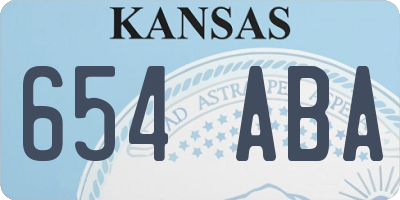 KS license plate 654ABA