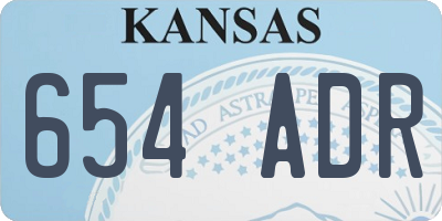 KS license plate 654ADR
