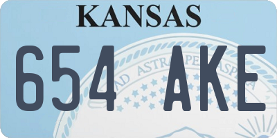 KS license plate 654AKE