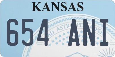 KS license plate 654ANI