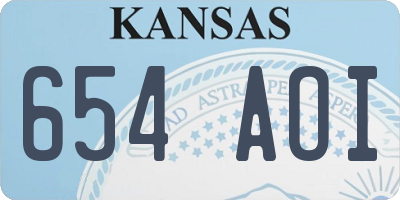 KS license plate 654AOI