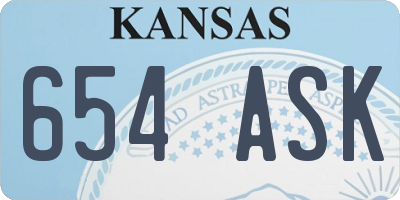 KS license plate 654ASK
