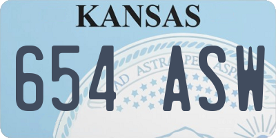 KS license plate 654ASW