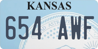 KS license plate 654AWF