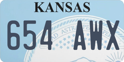 KS license plate 654AWX