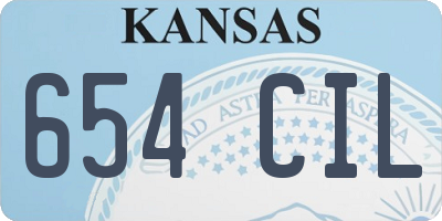 KS license plate 654CIL