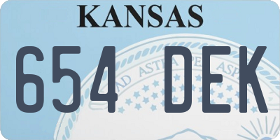KS license plate 654DEK