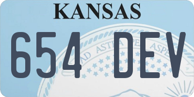 KS license plate 654DEV