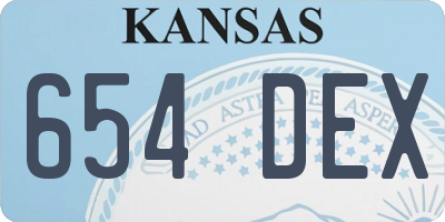 KS license plate 654DEX
