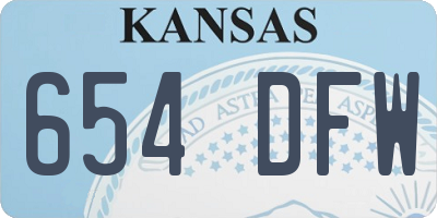 KS license plate 654DFW