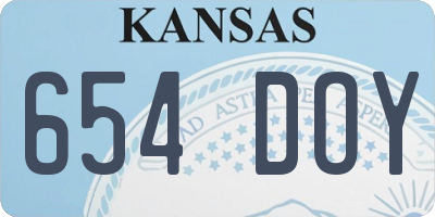 KS license plate 654DOY